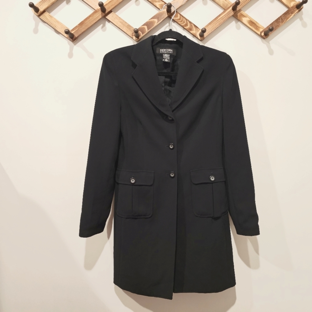 Black Long Coat New York & Company Size 2 Dakota Johnson Vibes